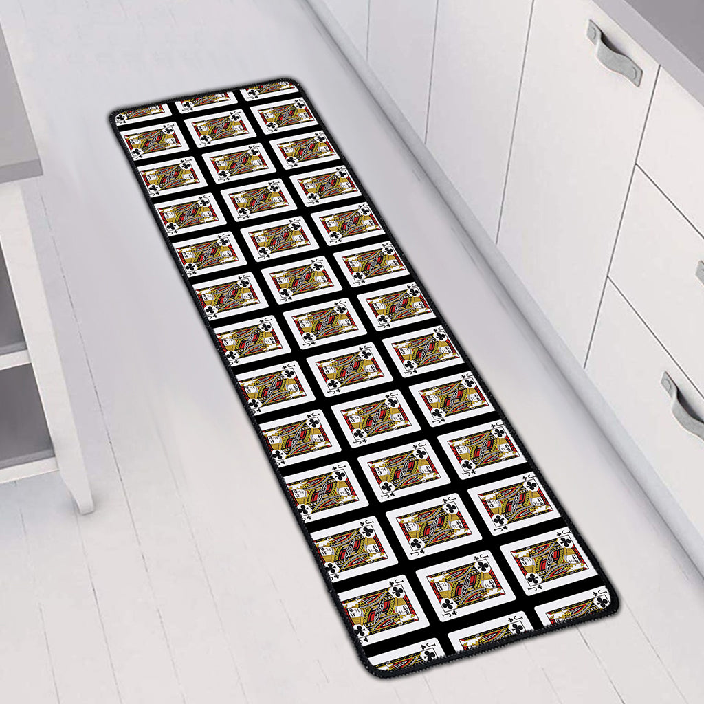 Jack Of Clubs Playing Card Pattern Print Long Kitchen Mat