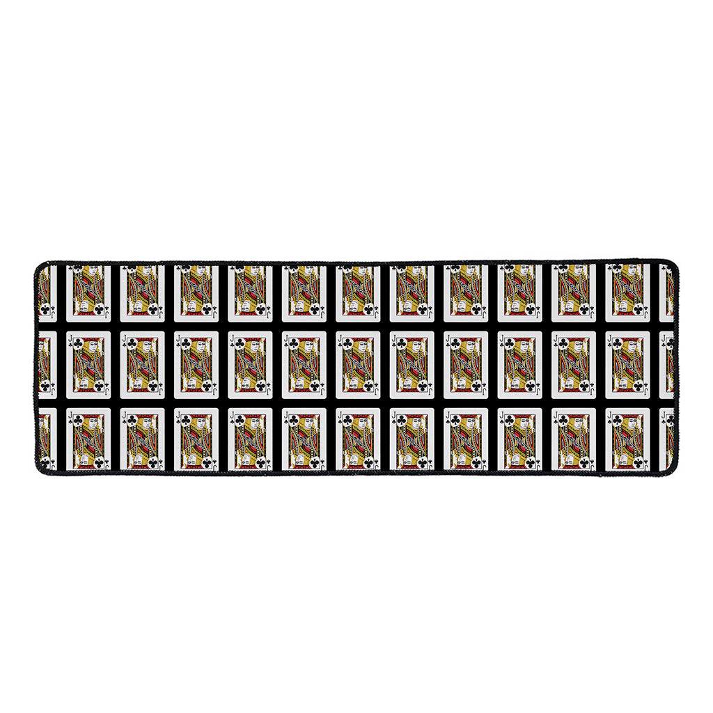 Jack Of Clubs Playing Card Pattern Print Long Kitchen Mat