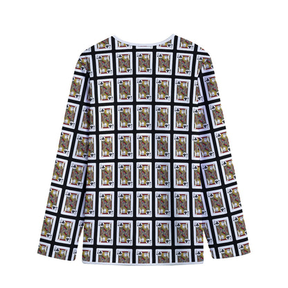 Jack Of Clubs Playing Card Pattern Print Long Sleeve Short Coat