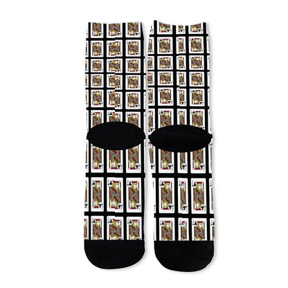 Jack Of Clubs Playing Card Pattern Print Long Socks
