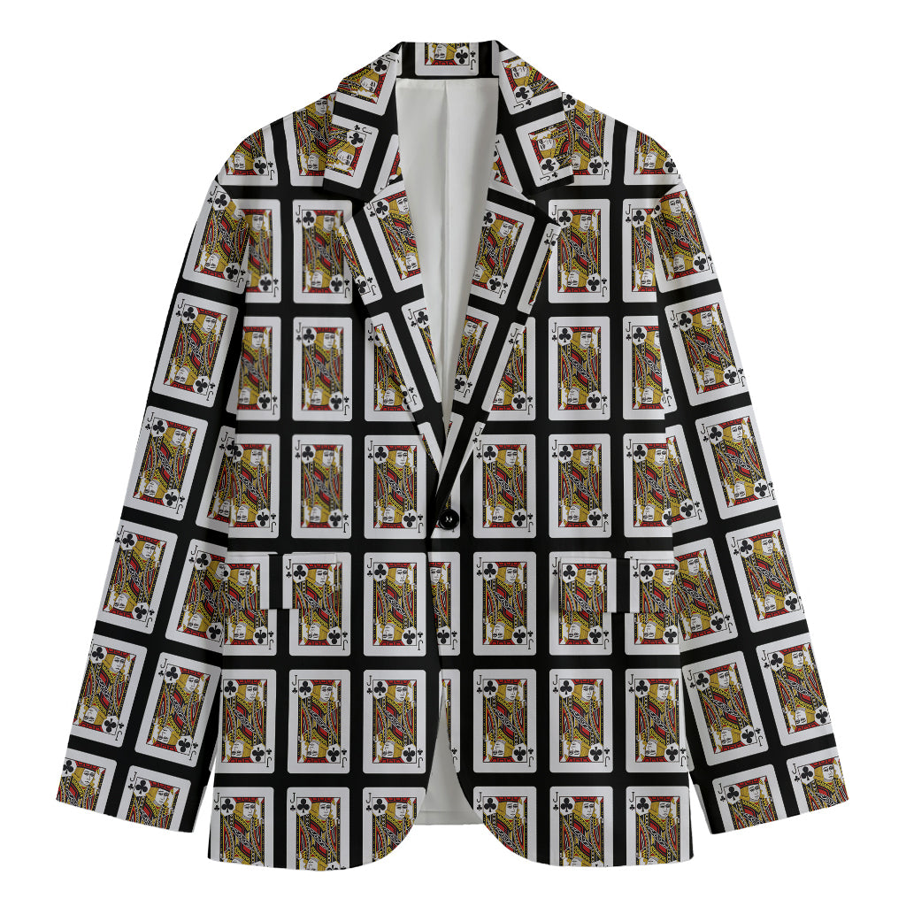 Jack Of Clubs Playing Card Pattern Print Men's Blazer