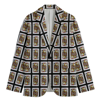 Jack Of Clubs Playing Card Pattern Print Men's Blazer