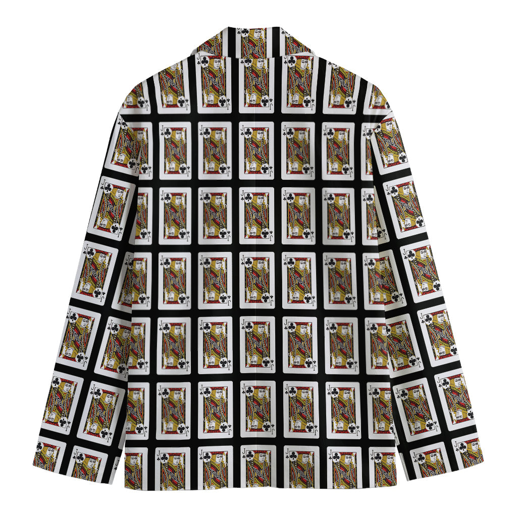 Jack Of Clubs Playing Card Pattern Print Men's Blazer