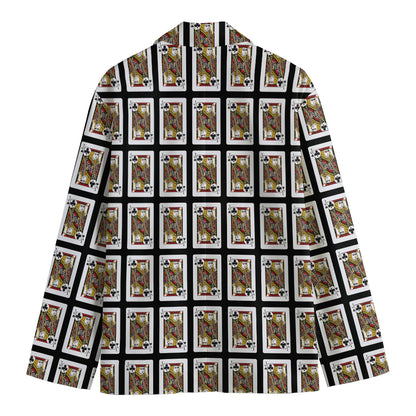 Jack Of Clubs Playing Card Pattern Print Men's Blazer