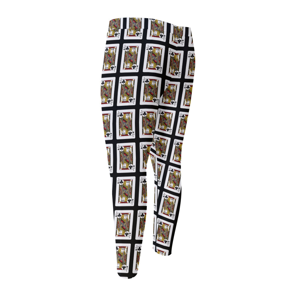 Jack Of Clubs Playing Card Pattern Print Men's Compression Pants