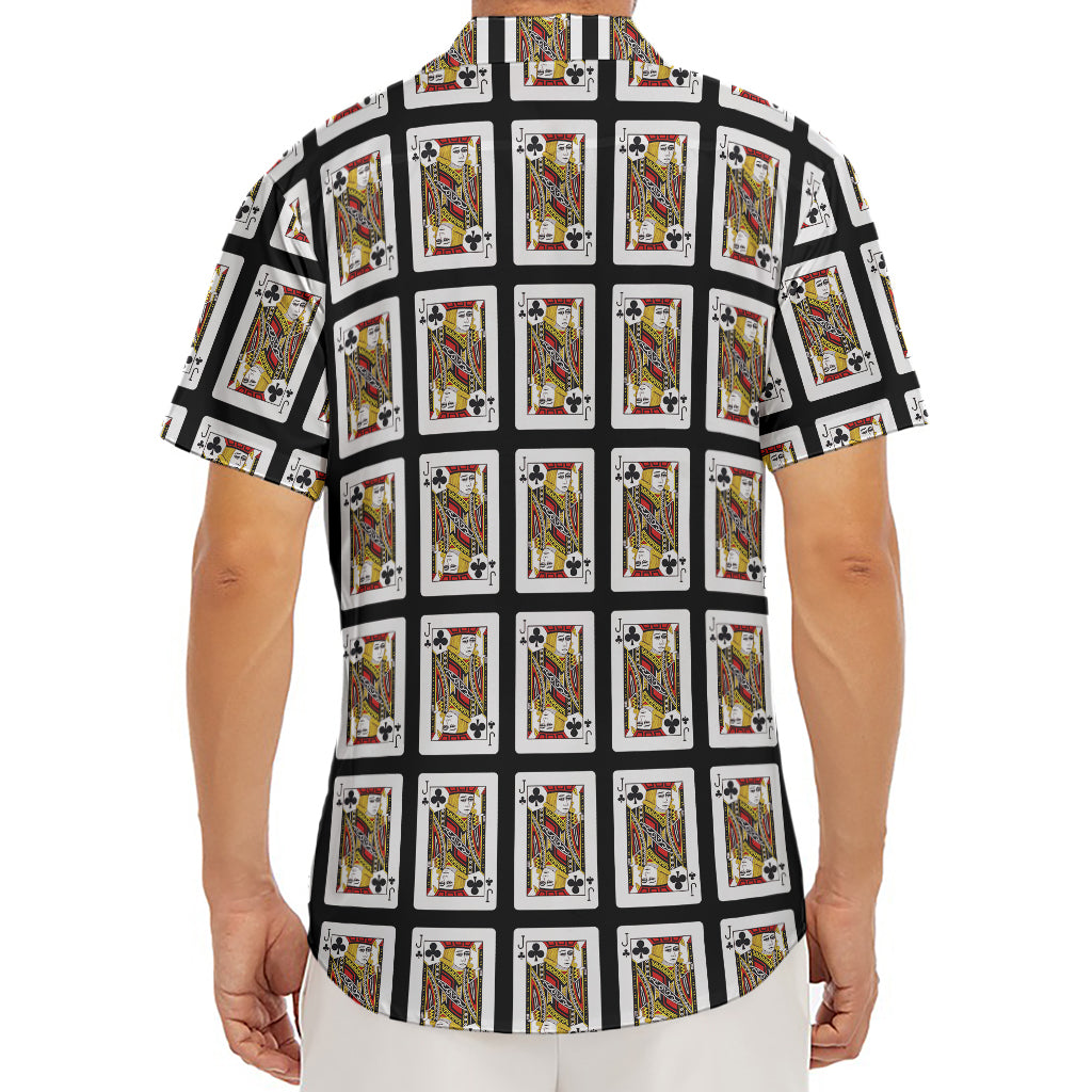Jack Of Clubs Playing Card Pattern Print Men's Deep V-Neck Shirt