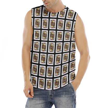 Jack Of Clubs Playing Card Pattern Print Men's Fitness Tank Top