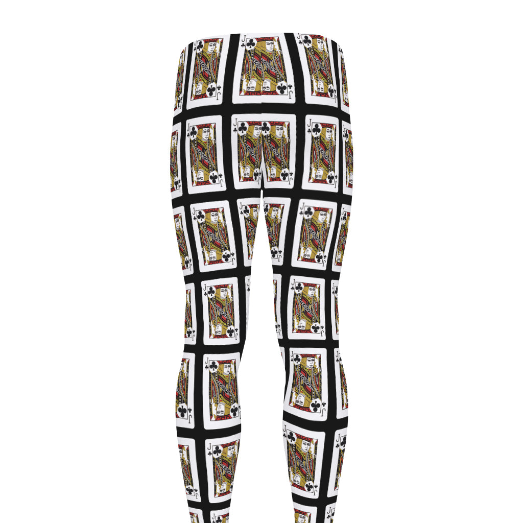 Jack Of Clubs Playing Card Pattern Print Men's leggings