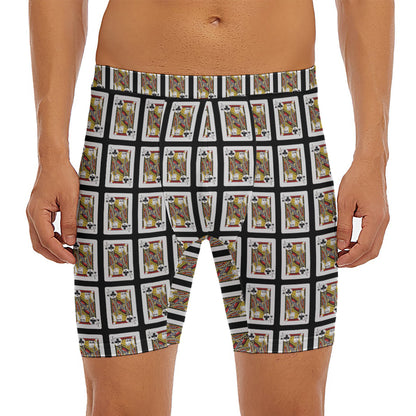 Jack Of Clubs Playing Card Pattern Print Men's Long Boxer Briefs