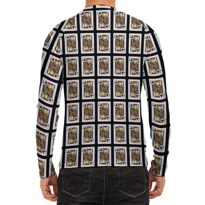 Jack Of Clubs Playing Card Pattern Print Men's Long Sleeve Rash Guard