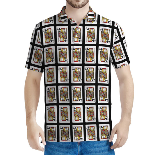 Jack Of Clubs Playing Card Pattern Print Men's Polo Shirt