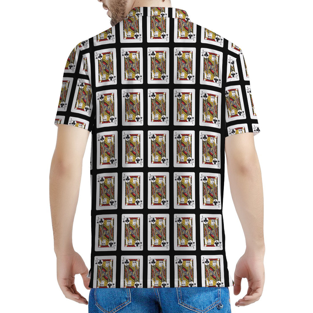 Jack Of Clubs Playing Card Pattern Print Men's Polo Shirt