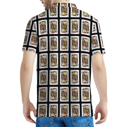 Jack Of Clubs Playing Card Pattern Print Men's Polo Shirt