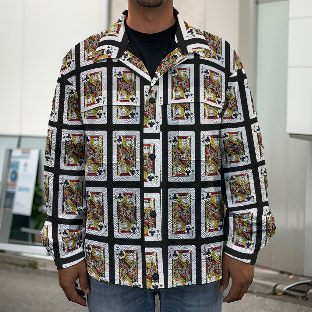 Jack Of Clubs Playing Card Pattern Print Men's Shirt Jacket