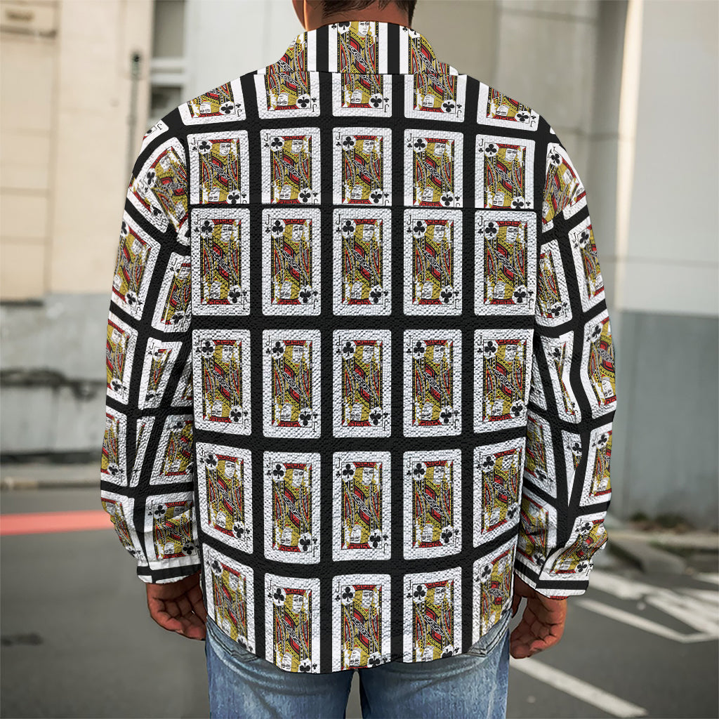 Jack Of Clubs Playing Card Pattern Print Men's Shirt Jacket