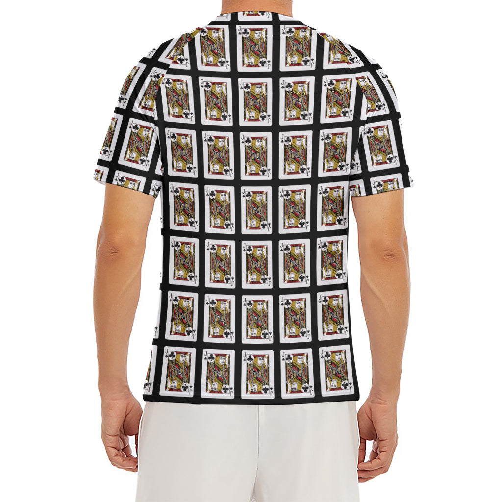 Jack Of Clubs Playing Card Pattern Print Men's Short Sleeve Rash Guard