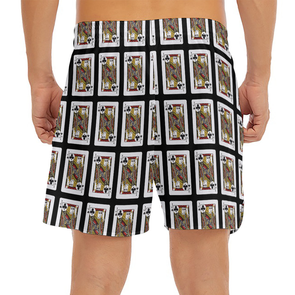 Jack Of Clubs Playing Card Pattern Print Men's Split Running Shorts