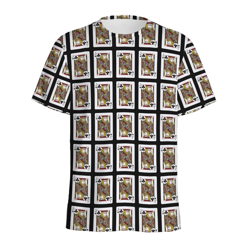 Jack Of Clubs Playing Card Pattern Print Men's Sports T-Shirt