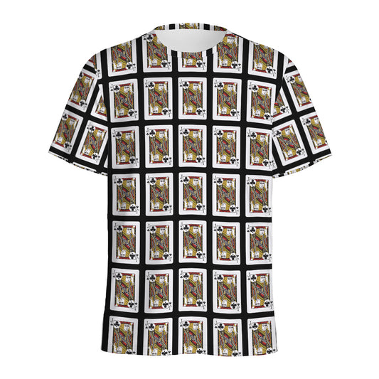 Jack Of Clubs Playing Card Pattern Print Men's Sports T-Shirt