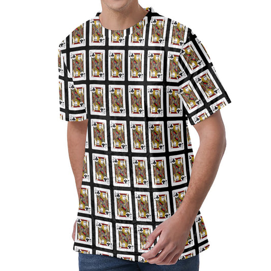 Jack Of Clubs Playing Card Pattern Print Men's Velvet T-Shirt