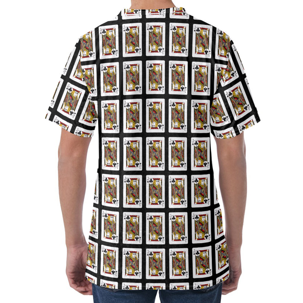 Jack Of Clubs Playing Card Pattern Print Men's Velvet T-Shirt