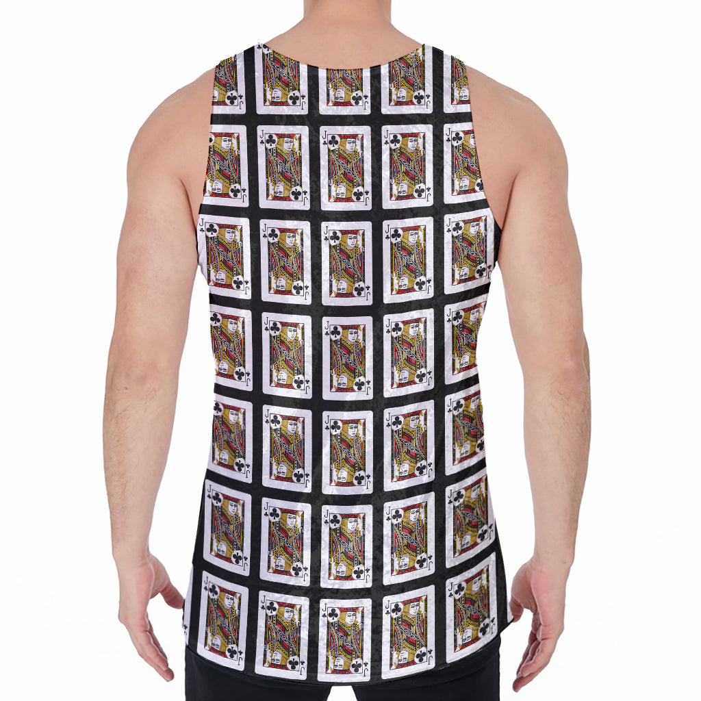 Jack Of Clubs Playing Card Pattern Print Men's Velvet Tank Top