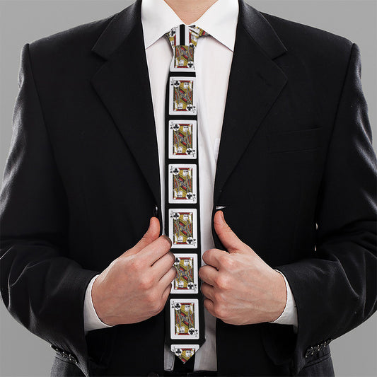 Jack Of Clubs Playing Card Pattern Print Necktie