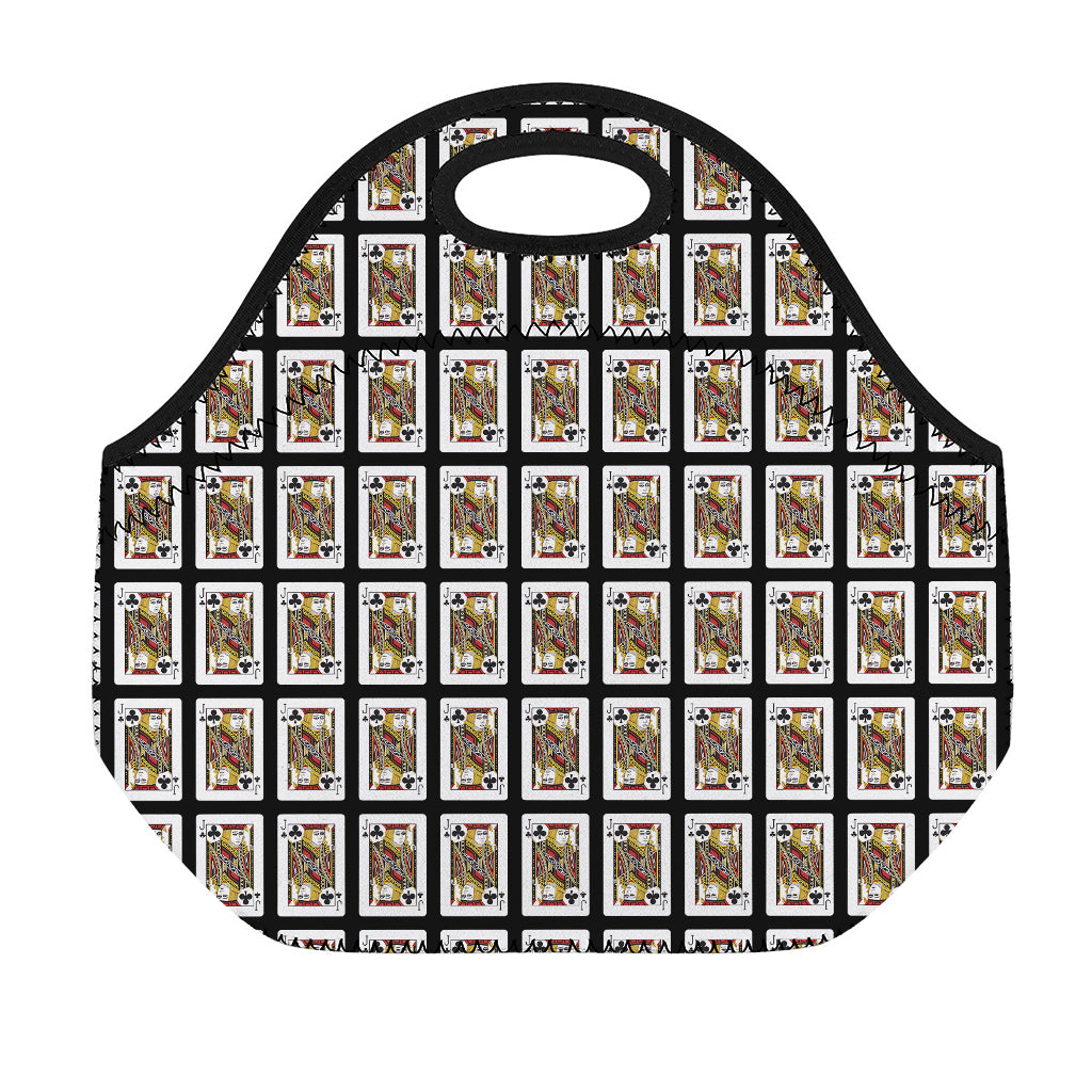 Jack Of Clubs Playing Card Pattern Print Neoprene Lunch Bag