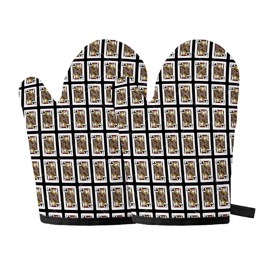 Jack Of Clubs Playing Card Pattern Print Oven Mitts