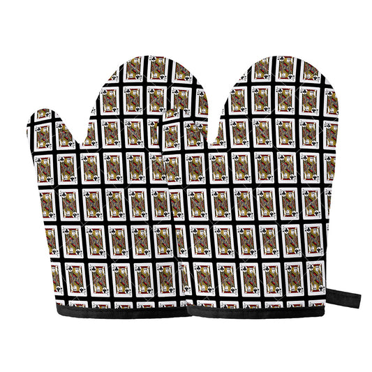 Jack Of Clubs Playing Card Pattern Print Oven Mitts