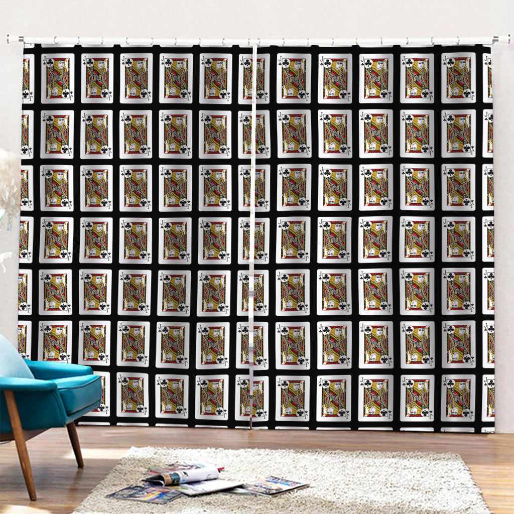 Jack Of Clubs Playing Card Pattern Print Pencil Pleat Curtains