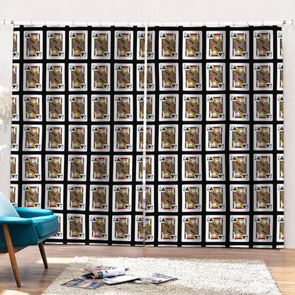 Jack Of Clubs Playing Card Pattern Print Pencil Pleat Curtains