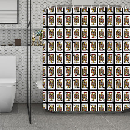 Jack Of Clubs Playing Card Pattern Print Polyester Shower Curtain