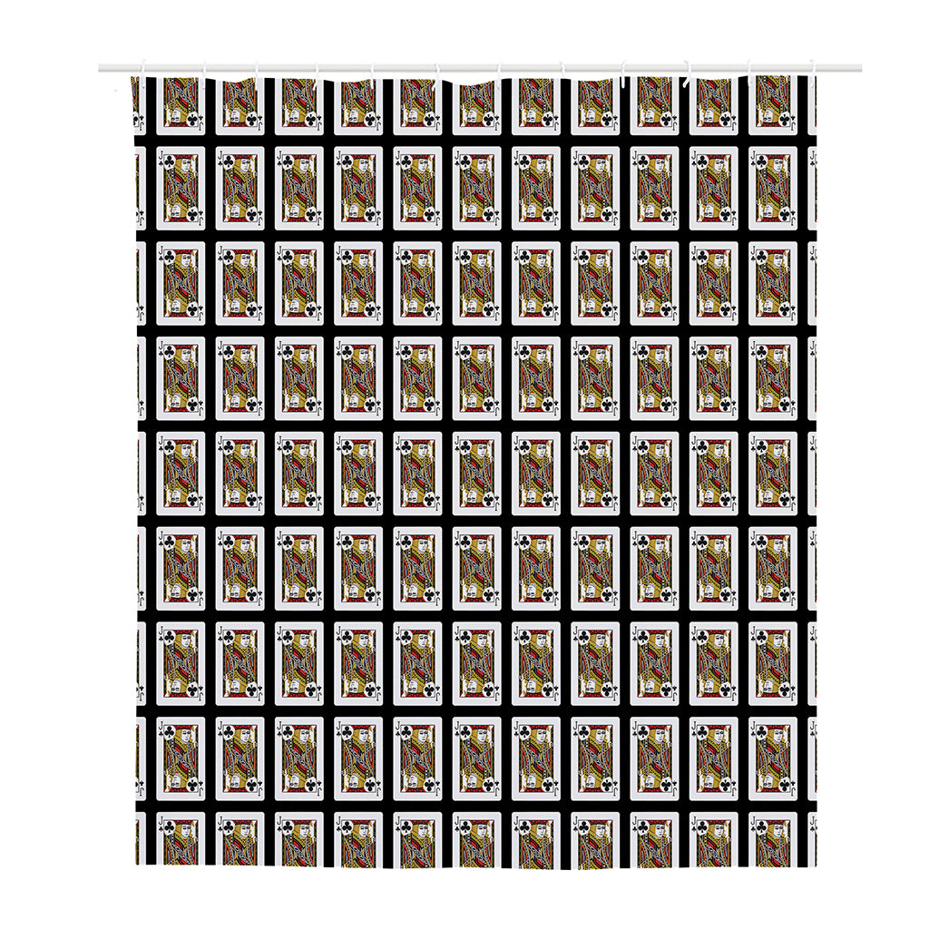 Jack Of Clubs Playing Card Pattern Print Polyester Shower Curtain