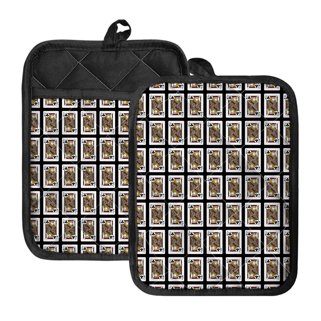 Jack Of Clubs Playing Card Pattern Print Pot Holders With Pocket