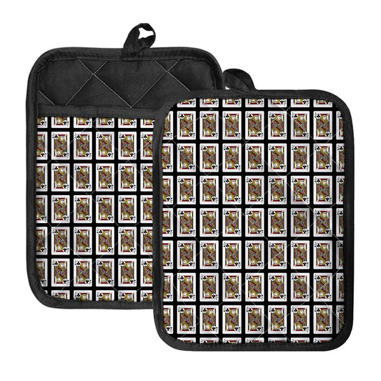 Jack Of Clubs Playing Card Pattern Print Pot Holders With Pocket