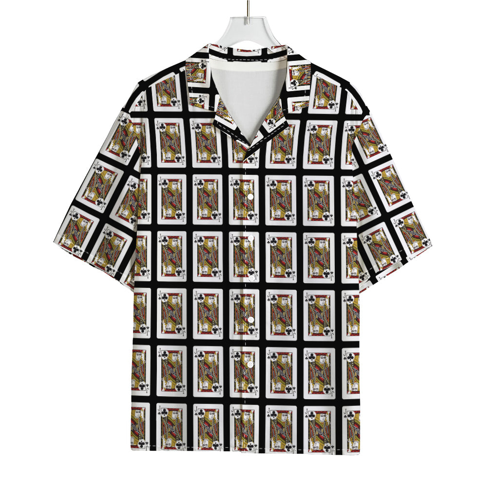 Jack Of Clubs Playing Card Pattern Print Rayon Hawaiian Shirt