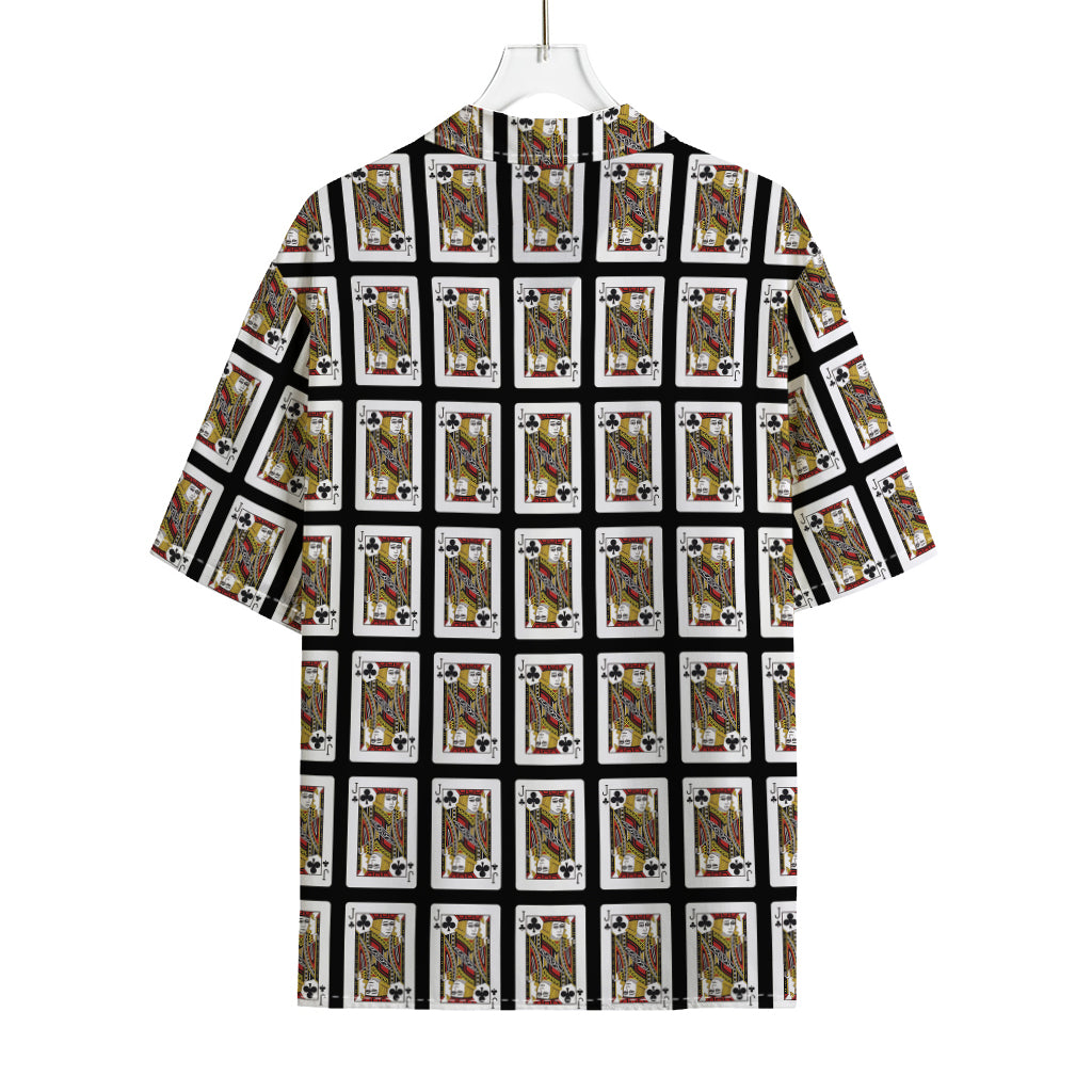 Jack Of Clubs Playing Card Pattern Print Rayon Hawaiian Shirt
