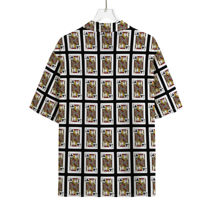 Jack Of Clubs Playing Card Pattern Print Rayon Hawaiian Shirt