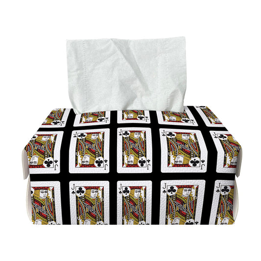 Jack Of Clubs Playing Card Pattern Print Rectangle Tissue Box Cover