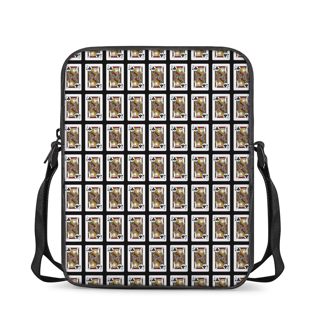 Jack Of Clubs Playing Card Pattern Print Rectangular Crossbody Bag