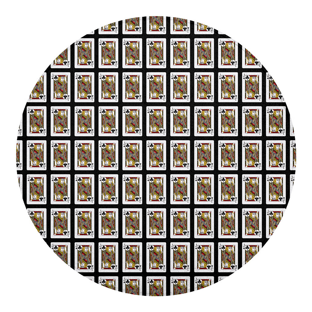 Jack Of Clubs Playing Card Pattern Print Round Blanket