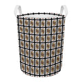 Jack Of Clubs Playing Card Pattern Print Round Laundry Basket
