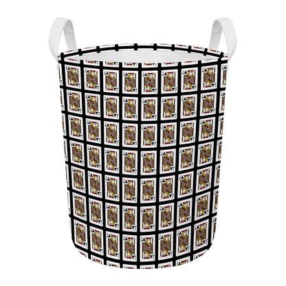 Jack Of Clubs Playing Card Pattern Print Round Laundry Basket