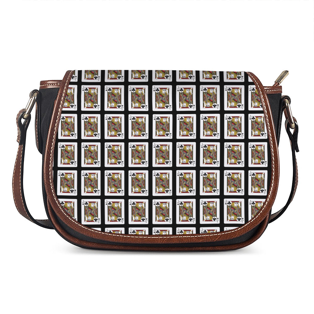 Jack Of Clubs Playing Card Pattern Print Saddle Bag