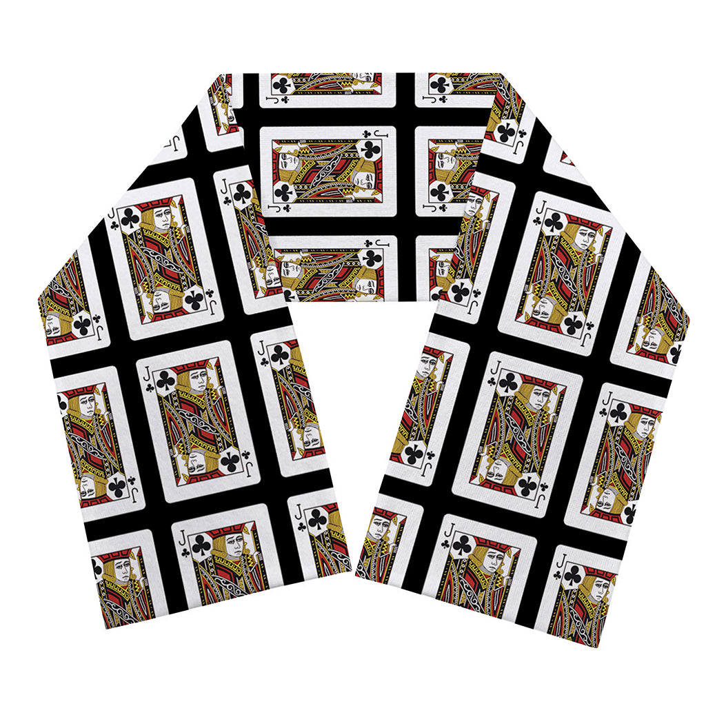 Jack Of Clubs Playing Card Pattern Print Scarf
