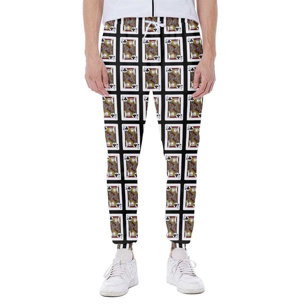 Jack Of Clubs Playing Card Pattern Print Scuba Joggers