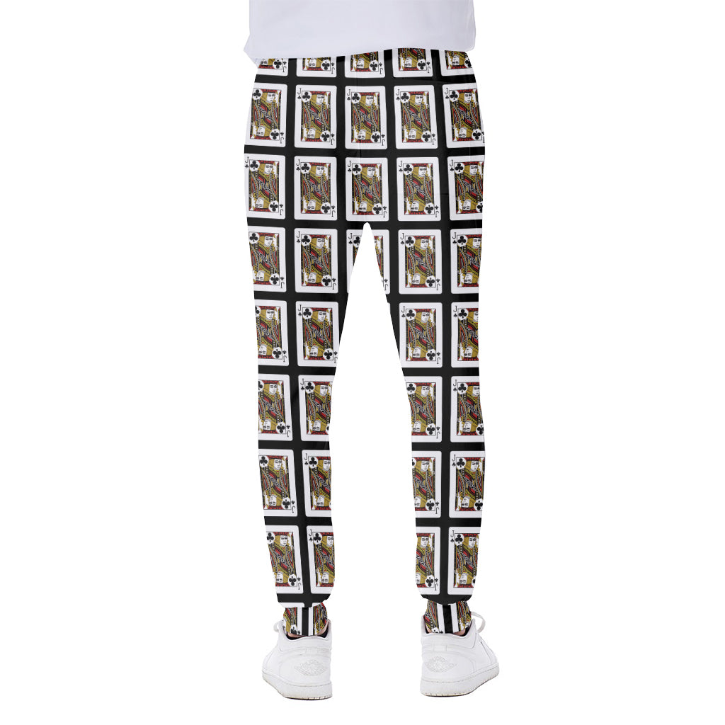 Jack Of Clubs Playing Card Pattern Print Scuba Joggers