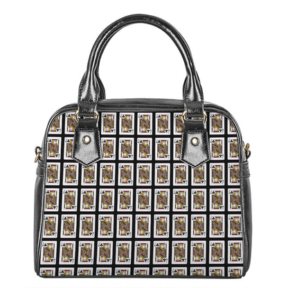 Jack Of Clubs Playing Card Pattern Print Shoulder Handbag