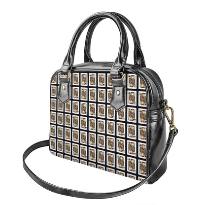 Jack Of Clubs Playing Card Pattern Print Shoulder Handbag